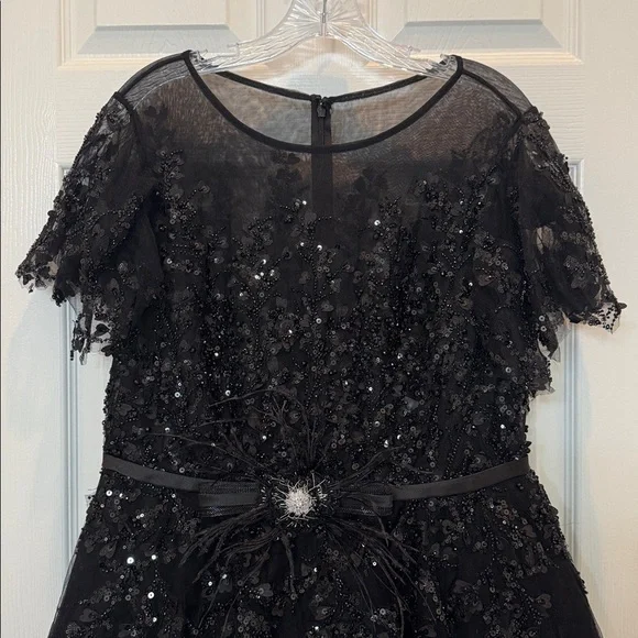 Mac Duggal 20362 Embellished Flutter Sleeve Bow Waist A Line Dress Size 10 NWT